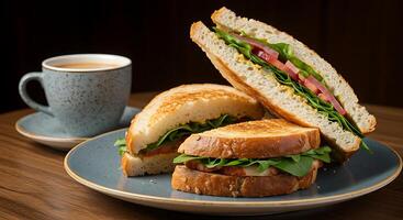 Sandwich in Photorealistic Detail with Elegant Presentation Touch photo