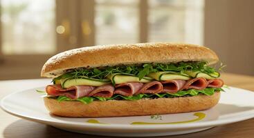 Ultra Sharp Image of Artisan Sandwich with Elegant Plating photo