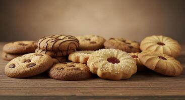 Warm Toned Cookie Display Captured in Hyper Realism photo
