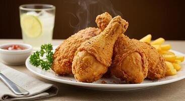 Perfectly Fried Chicken Captured in Beautiful, Natural Lighting photo