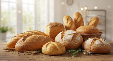 Golden Breads Resting in Warm and Inviting Sunlight photo