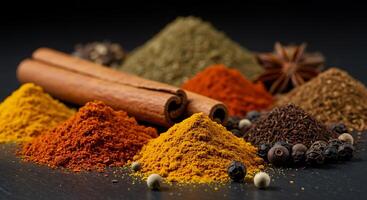 Ultra Clear Image of Realistic Spices on Elegant Natural Background photo