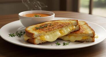 Layered Sandwich Image Captured in Clean, Elegant Surrounding photo