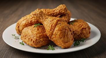 Crispy Fried Chicken in Natural Light, Restaurant-Style Presentation photo