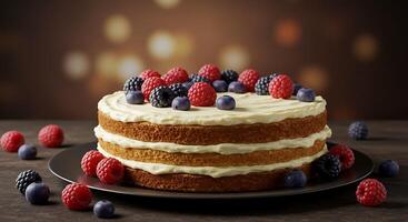 Photorealistic Layer Cake with Crisp Studio Background photo
