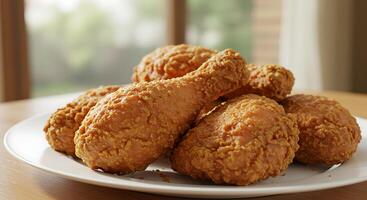 Fried Chicken with Golden Crust and Authentic Natural Lighting photo