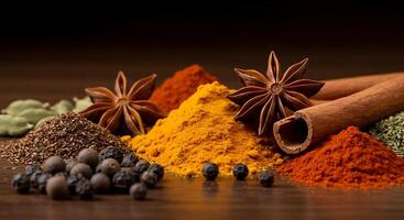Realistic Spices Spread Out on Soft, Professional Background photo