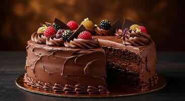 High-Resolution Photo of Cake with Lush Fruit Toppings
