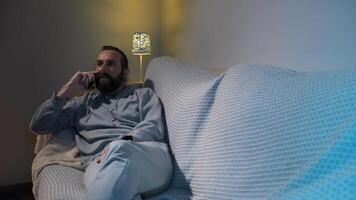 Casual Evening at Home with a Phone Call Conversation photo