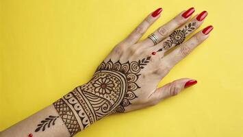 new free a woman's hand with henna on it photo