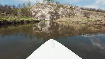 A view of a canoe on a river video
