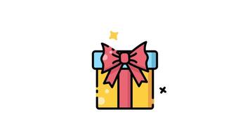 animation Of a yellow gift box with a red bow. video