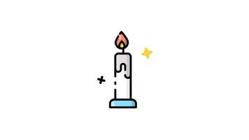 icon animation of Lit candle with dripping wax. video
