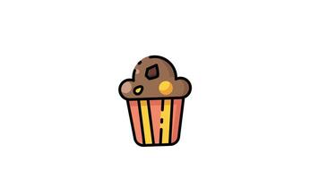 Chocolate chip muffin with yellow and red frosting icon animation video