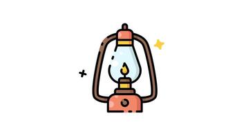 Oil lamp with a flame icon animation video