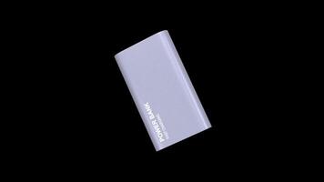 Power Bank Rotating on a Transparent Background. Seamless Loop. 4K video