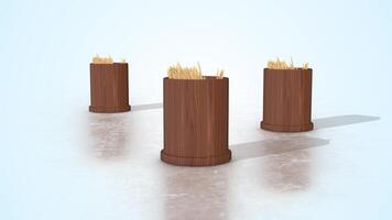 Toothpick Holder on a Light Reflective Floor. Wooden Toothpick Holder 3D. 4K video