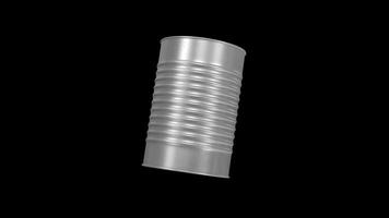 Tin Can Rotating on a Transparent Background. Seamless Loop. 4K video