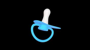 Baby Pacifier Rotating on a Transparent Background. Seamless Loop. 4K video
