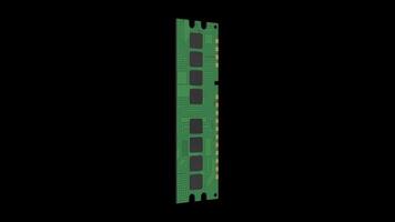 Computer RAM Rotating on a Transparent Background. Seamless Loop. 4K video