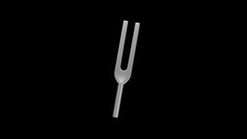 Tuning Fork Rotating on a Transparent Background. Seamless Loop. 4K video