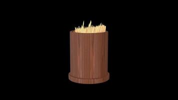 Toothpick Holder Rotating on a Transparent Background. Seamless Loop. 4K video