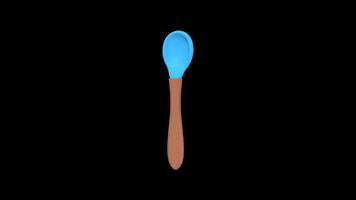 Baby Spoon Rotating on a Transparent Background. Seamless Loop. 4K video