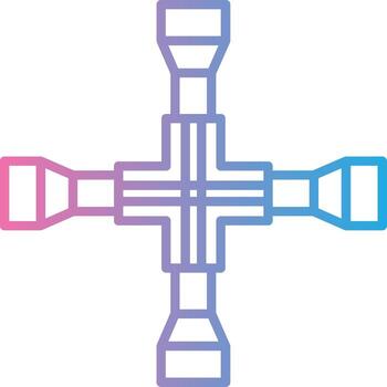 Cross Wrench Outlined Frame Object vector