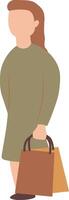 Woman Carrying Shopping Bag Illustration in Flat Design. vector