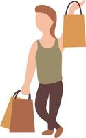 Woman Carrying Shopping Bag Illustration with Flat Design vector