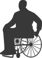 Silhouette of Disabled Person in Wheelchair Isolated on White Background, vector