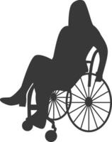 Silhouette of Disabled Person in Wheelchair, with Flat Design. vector