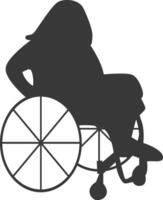Silhouette of Disabled Person in Wheelchair, in Simple Design. vector