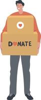 Character People of Volunteers Help with Donation, Isolated on White Background. vector