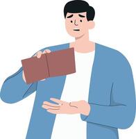 Male Carrying Empty Wallet Isolated on White Background. vector
