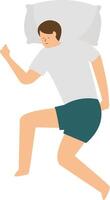Illustration of Man Sleeping Pose at Night with Flat Design. vector