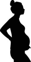 Silhouette of Pregnant Lady with Flat Design. vector