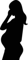 Silhouette of Pregnant Lady with Minimalist Shape. vector