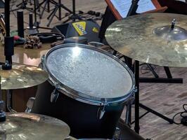 drum kit on stage before a concert photo
