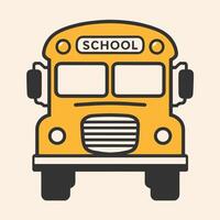 Classic yellow school bus illustration showing front view ideal for education transport travel and student commuting themed designs with a simple clean style vector