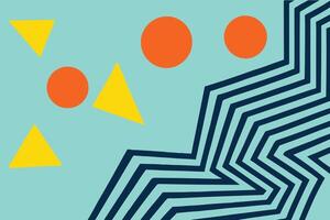 Abstract design featuring bright circles triangles and striped line patterns ideal for modern art creative projects backgrounds posters and trendy graphic themes with bold colors vector