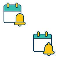 Simple colorful calendar and bell icons representing reminders notifications and event alerts perfect for planning scheduling and organizing tasks in a minimal design vector