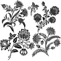 Set of flowers and Leaves Design Elements vector