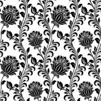 damask pattern with floral and ornamental elements on a white background. Damask seamless pattern. vector