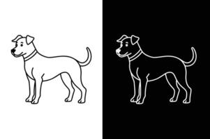 A clean and modern dog icon illustration with simple lines on a white black background vector