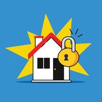 A house with a padlock and a lock on it vector