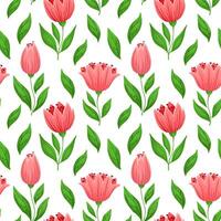 Seamless pattern with spring flowers, botanical elements vector