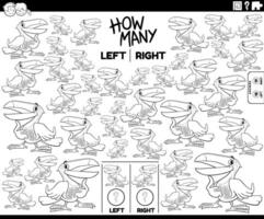 counting left and right pictures of cartoon toucan bird puzzle coloring page vector