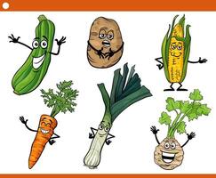 cartoon vegetables food objects characters collection vector
