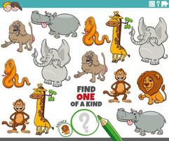one of a kind puzzle with cartoon wild animals vector